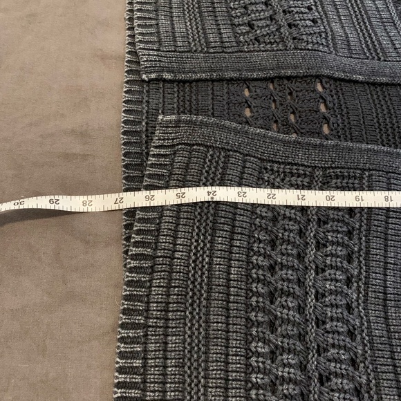 Lucky Brand Dark Acid Wash Open Front Crochet Cardigan Size Small - Picture 12 of 15